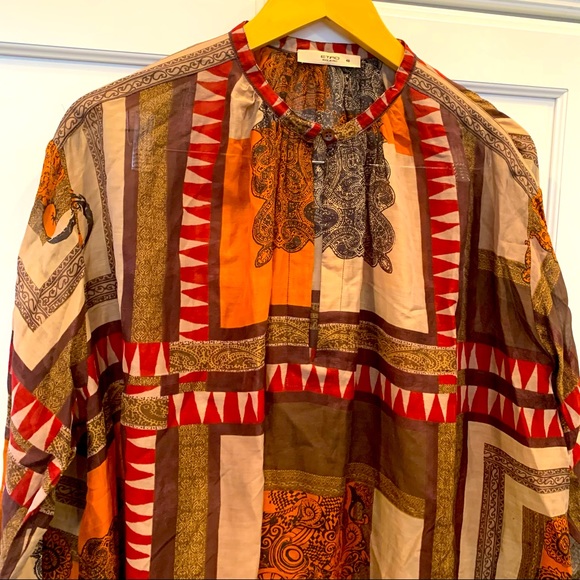 🍂 Boho Flowy Crepon Long Sleeve Blouse 🍂 - Picture 6 of 7